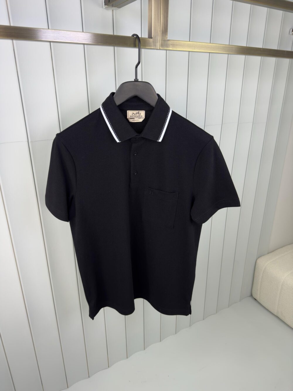 Hermes H Embroidered Polo Black